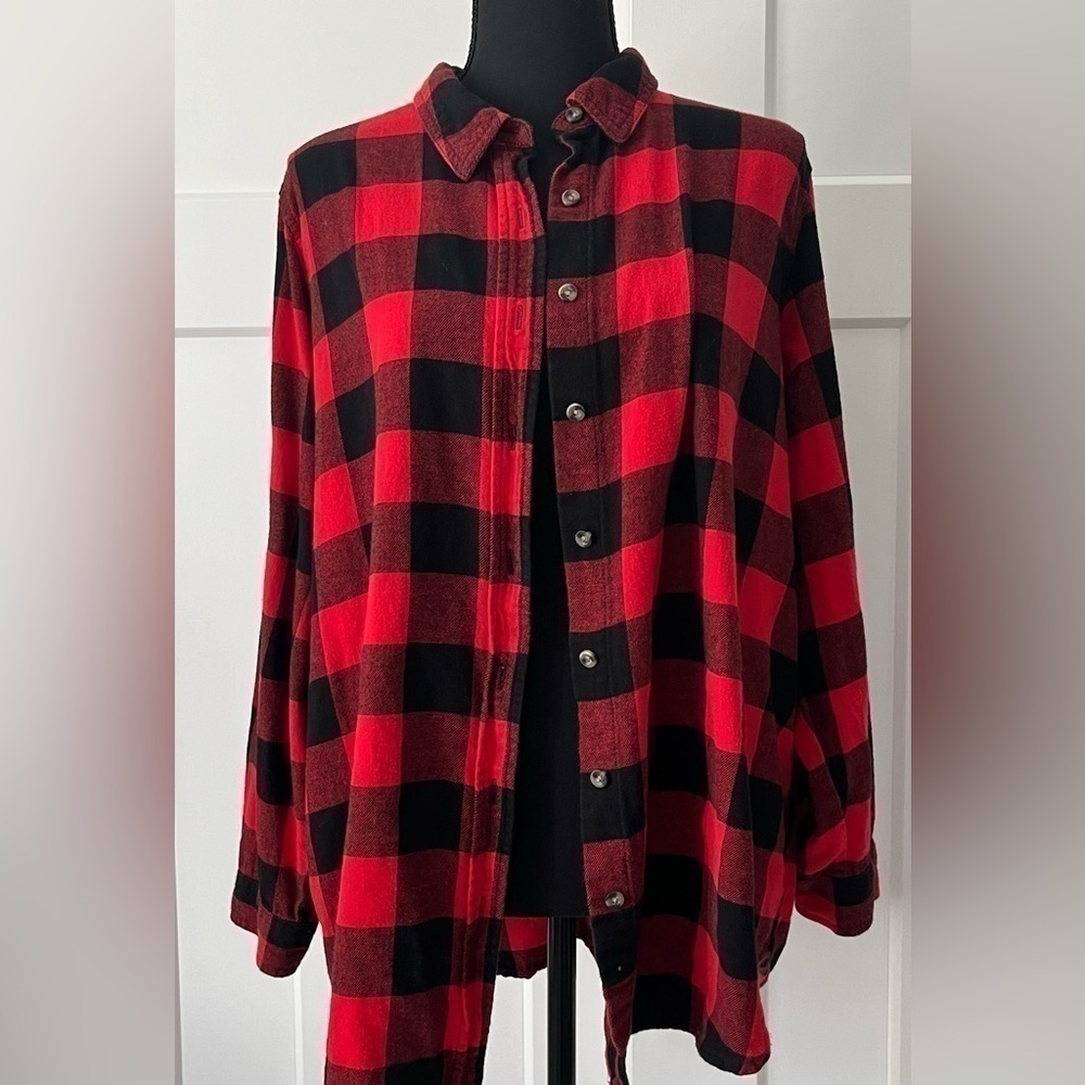 Woman Within Black and Red Flannel Button Down size 18/20.